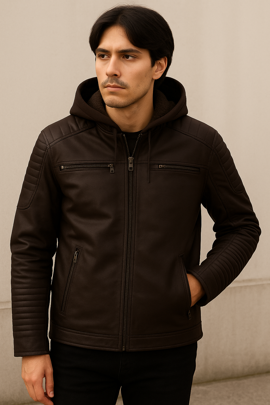 Jaqueta masculina de couro Courvin