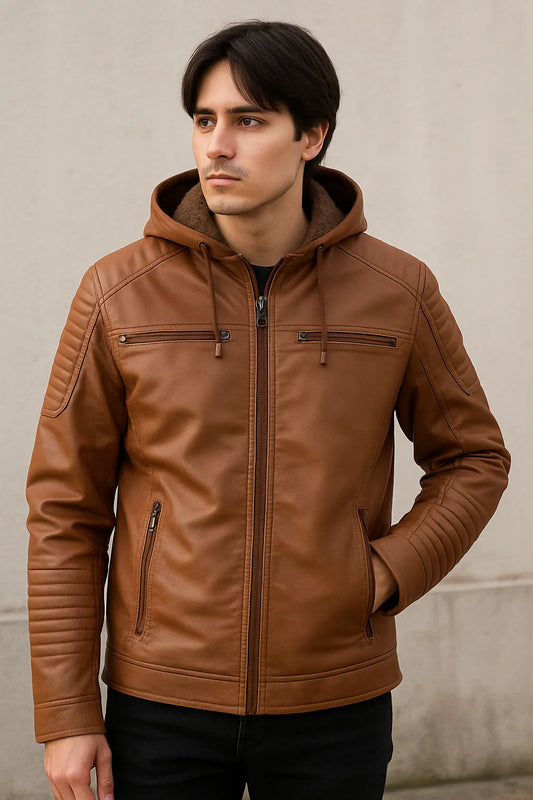 Jaqueta masculina de couro Courvin